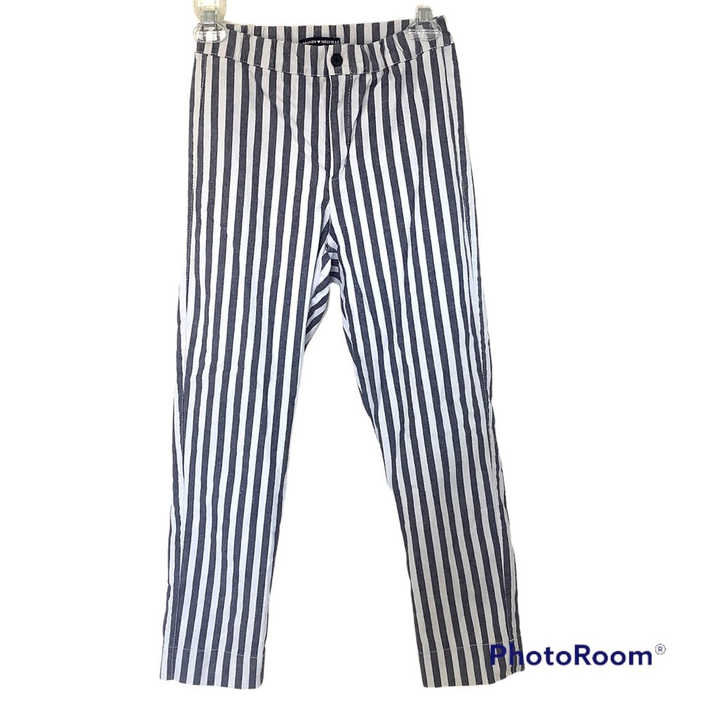 Brandy Melville Striped Cotton Stretch Crop Pants 24”x25” - Picture 1 of 11